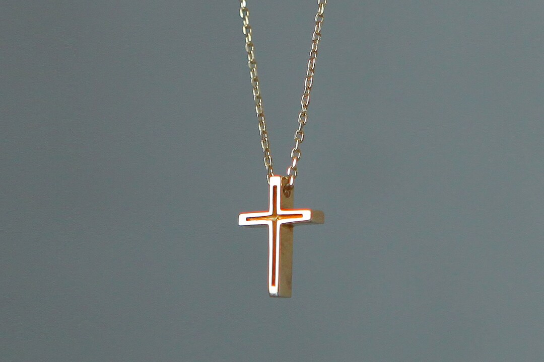Agape Cross Necklace 14K18K Gold Cross Necklace 14K18K Etsy