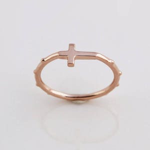 Sideways Ruspell Cross Rosary Ring, 14K, 18K Gold Catholic Rosary Ring, Unisex Cross Ring, Rosary Ring, Rosario