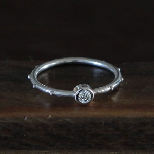 Rumino Diamond Rosary Ring, Sterling Silver Diamond Ring, Catholic Rosario, Diamond Rosary, April Birthstone