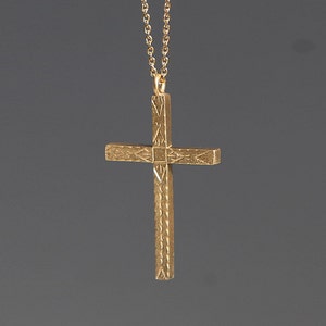 Trinity Cross Necklace, 14K,18K Gold Cross Pendant,Gold Cross Pendant, Handmade Cross Pendant