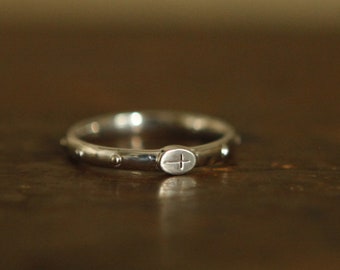 Cross Logos Rosary Ring, Sterling Silver Cross Rosary Ring, Cross Rosary Ring, Modern cross ring, rosario ring, Rosario