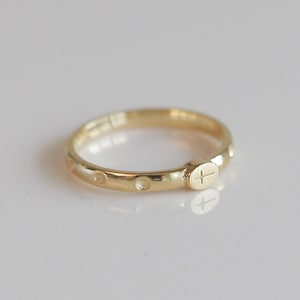 EZ Cross Logos Gold Rosary Ring, 14K, 18K Gold Catholic Rosary Ring, Subtle & Simple Rosary Ring, Modern Rosary Ring, Rosario