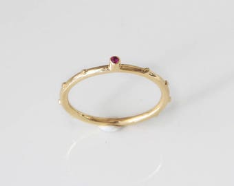 Kyrie Ruby Rosary Ring, 14K, 18K Gold Rosary Ring, Dainty Rosary, Stackable Ring, Dainty Ring, Simple Design