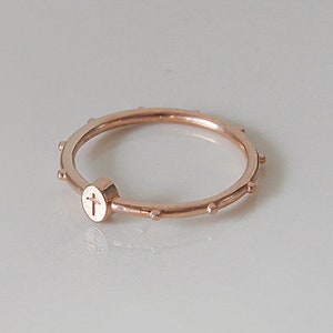 Carmina Rosary Ring, 14K, 18K Gold Cross Rosary Ring, Cross Rosary Ring, Modern cross ring, Carmina rosario ring, Rosario