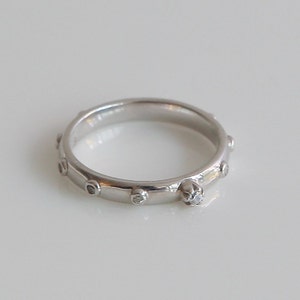Diana Diamond Silver Rosary Ring, Silver Stackable Rosary Ring, Catholic Rosary, Silver Rosary Ring, Sterling Silver Diamond Rosary Ring
