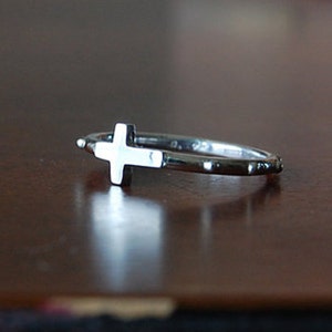 Sideways Ruspell, Cross Rosary Ring, Sterling Silver Catholic Rosary Ring, Unisex Cross Ring, Rosary Ring, Rosario