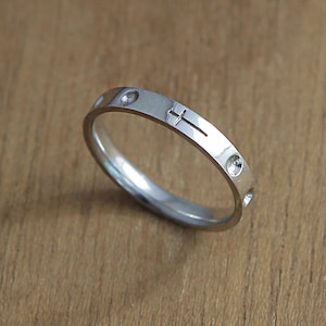 EZ Apex Rosary Ring, Sterling Silver Catholic Rosary Ring, Silver Rorsary, Simple Rosary Ring, Modern Rosary Ring, Rosario