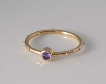 Rumino Amethyst Rosary Ring, 14K, 18K Gold Amethyst Rosary Ring, Amethyst Catholic Rosary, February Birthstone, Violet Quartz