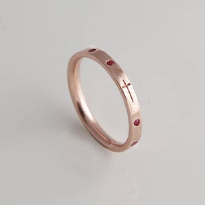 Saint Helena Ruby Rosary ring, 14K, 18K Gold Stackable Rosary Ring, Dainty Ring, Simple Design, Rosario