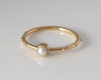 Rumino Pearl Rosary Ring, 14K, 18K Gold Pearl Rosary Ring, Catholic Pearl Rosary, Pearl Rosary, Pearl Rosario