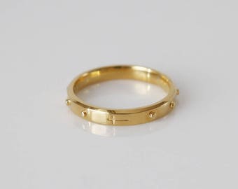 Alexandra Rosary Ring, 14K, 18K Gold Catholic Rosary Ring, Simple Rosary Ring, Modern Rosary Ring, Rosario