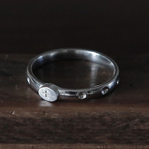 EZ Cross Logos Rosary Ring, Sterling Silver Cross Rosary Ring, Cross Rosary Ring, Modern cross ring, rosario ring, Rosario