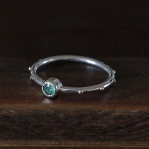 Rumino Emerald Rosary Ring, Sterling Silver Emerald rosary ring, Emerald birthstone ring, Emerald Ring, Emerald Rosario