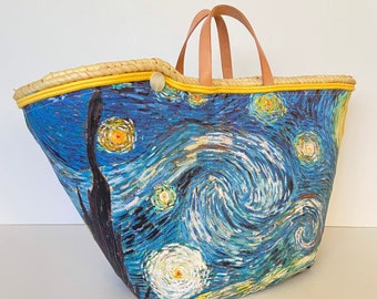 Large starry night fabric Van Gogh blue yellow