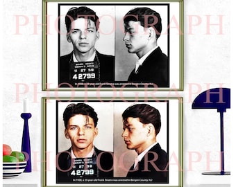 Frank Sinatra Mugshot Bergen County New Jersey sheriff 1938 Police Mug shot photo  choose size Black and  White Color Photo Mug-shot ref m2b