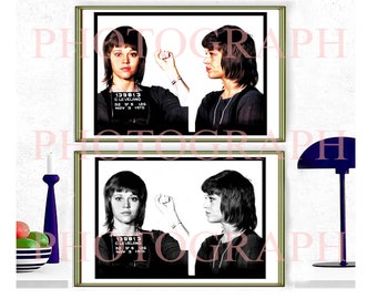 Jane Fondas 1970 Mug Shot Started a Beauty Revolution A police file photo poster  mugshot mug shot choose size Black White Color Photo m17b