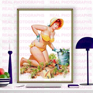 Hilda Ohh My Back Photo Print. Pinup Girl Duane Bryers   Remastered Pin-up Prime Reproduction illustration of a Vintage  Canvas.  ref 1.168