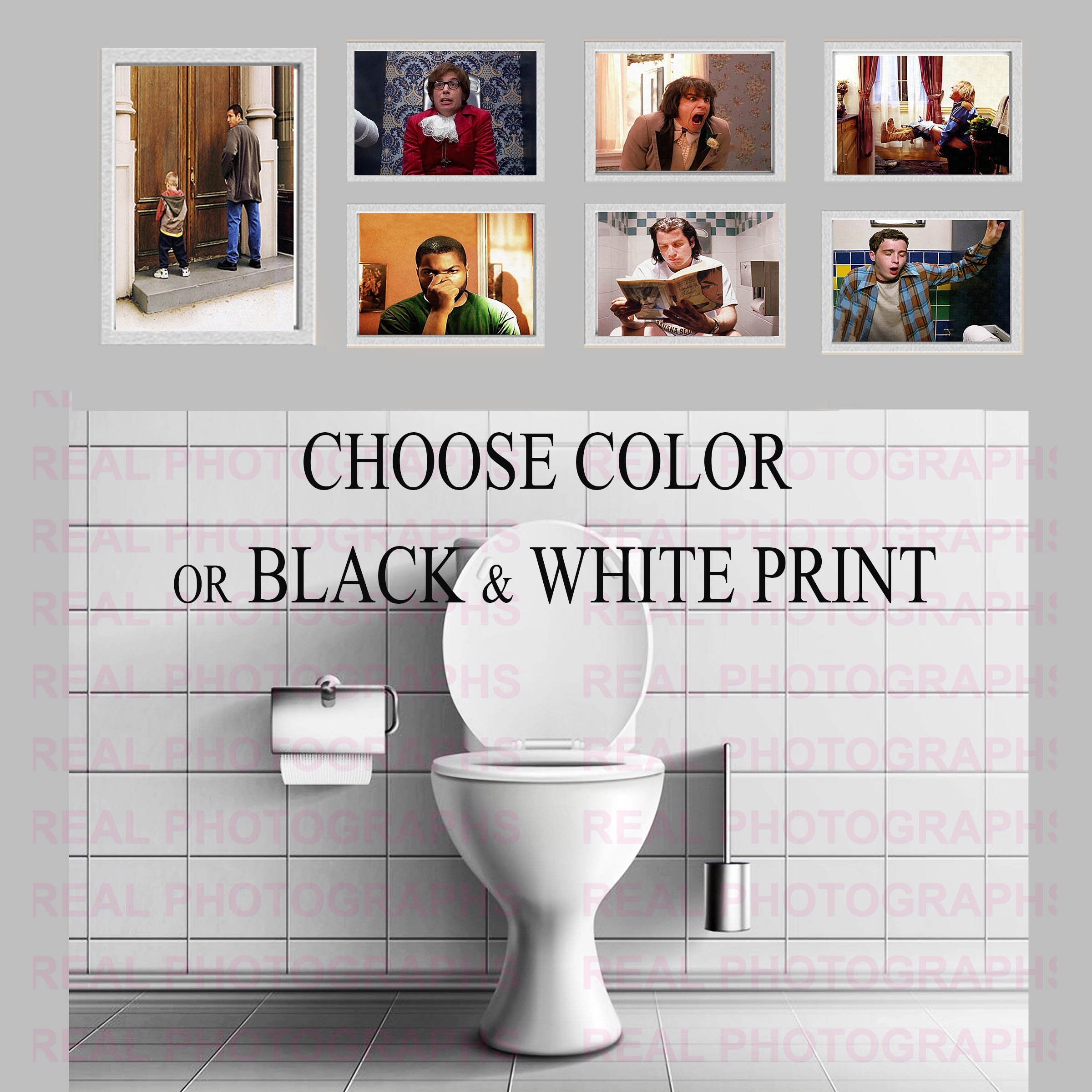 Set of 7 Photos Funny Bathroom Comedy Toilet Scene From Etsy