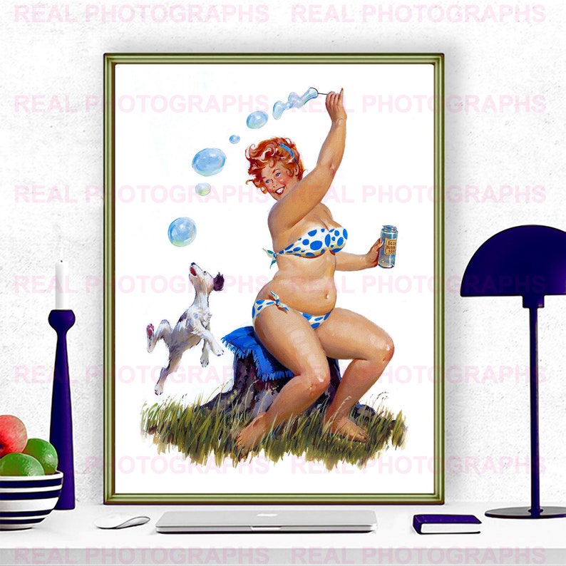 Hilda Bubbles Pinup Girl Duane Bryers Photo Print. Vintage Pin-up Remastered Prime Reproduction illustration of a Canvas. ref 9.9 image 1