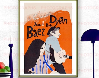 Bob Dylan & Joan Baez Concert Poster 1965 singer songwriters Quality Remastered  Digital Reproduction Photo   Print  8190