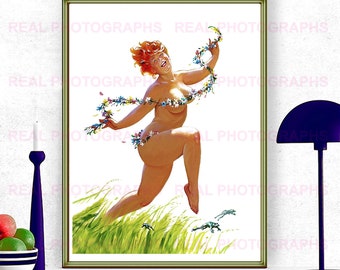 Hilda Medow Dancer  Pinup Girl Duane Bryers Photo Print. Vintage Pin-up  Remastered Prime Reproduction illustration of a Canvas. ref 9.1a