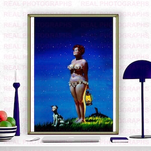 Hilda Star Gazing Remastered Vintage Pin-up Prime Reproduction illustration of a  Duane Bryers  Canvas. Photo Print.  choose size: ref 9.564