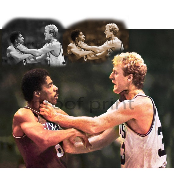 Legendary Larry Bird Julius Erving Fight 11x17 Poster Print