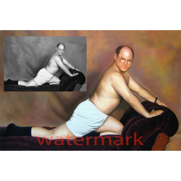 Seinfeld George posing on a couch with seductive underware, from a scene in "The Package" Comedy  Photo  Choose size, Color, Black White b39