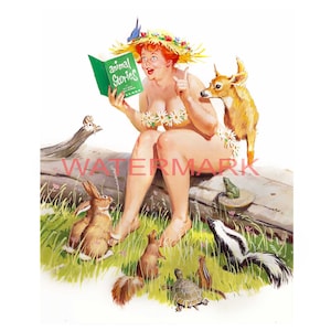 Hilda Story Time  A New Clear AI Photo Reproduction Pin-up Prime  illustration of a  Duane Bryers  Canvas. Photo Print. Pinup Girl  ref 2.3