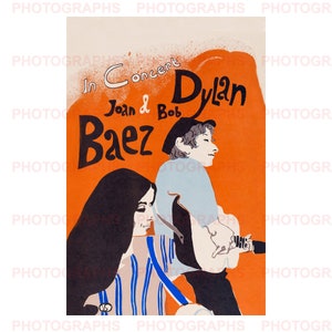 Bob Dylan & Joan Baez Concert Poster 1965 singer songwriters Quality Remastered Digital Reproduction Photo Print 8190 image 2