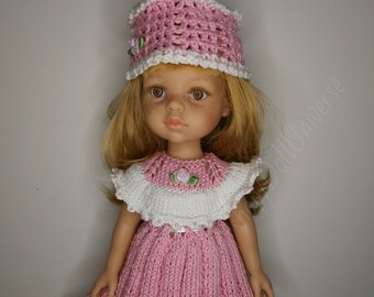Handknitted outfit for Paola Reina, dolls 13 inches,Antonio Juan. For Dianna Effner Dolls, Corolle Les Cheries 13 dolls
