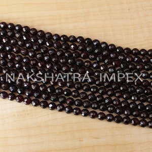 Natural Red Garnet Gemstone Beads. Garnet Micro Faceted Beads. High Quality Laser Diamond Cut Gemstone 15.5&quot; Strand. 8MM Round Ball Beads.