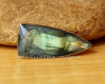 Colgante de Plata de Ley 925. Colgante de Labradorita Natural. Colgante con piedra natal de septiembre. Joyería colgante de piedra preciosa de punta de flecha de labradorita azul.