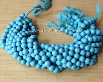 Strand of 14" High Quality Genuine Natural Stabilized Turquoise Loose Round Semi Precious Gemstone Beads 8mm. Turquoise spherical Ball Beads