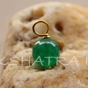 Packet of 50 Pc Ready to Dispatch| Natural Emerald Green Onyx Spherical Balls Faceted 925 Sterling Silver Gold Plated Wire Dangle Tiny Charm