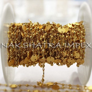 1 Fuß goldenen Pyrit 3-4 mm Rondelle facettierten Perlen Gold plattiert Rosenkranz Kette mit Münze Metallteile
