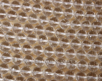 Genuine Crystal Quartz Gemstone Beads, 9MM Clear Quartz Faceted Round AAA Quality Loose Beads, Swarovski Crystal Beads, Rock Crystal Stands