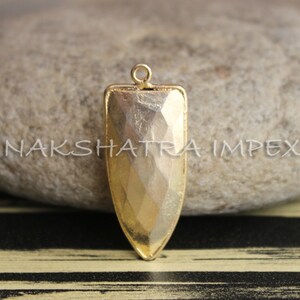 Golden Pyrite 28x12mm Arrowhead Briolette 925 Sterling Silver Gold Plated Bezel Pendant