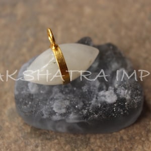 Natural Rainbow Moonstone 12x20mm Double Spike Bullet Smooth 925 Sterling Silver 14K Gold Plated Bezel Pendant