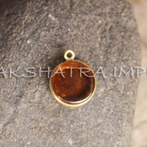 Citrine Hydro Quartz Round Both Side Flat Smooth 925 Sterling Silver Gold Plated Bezel Pendant