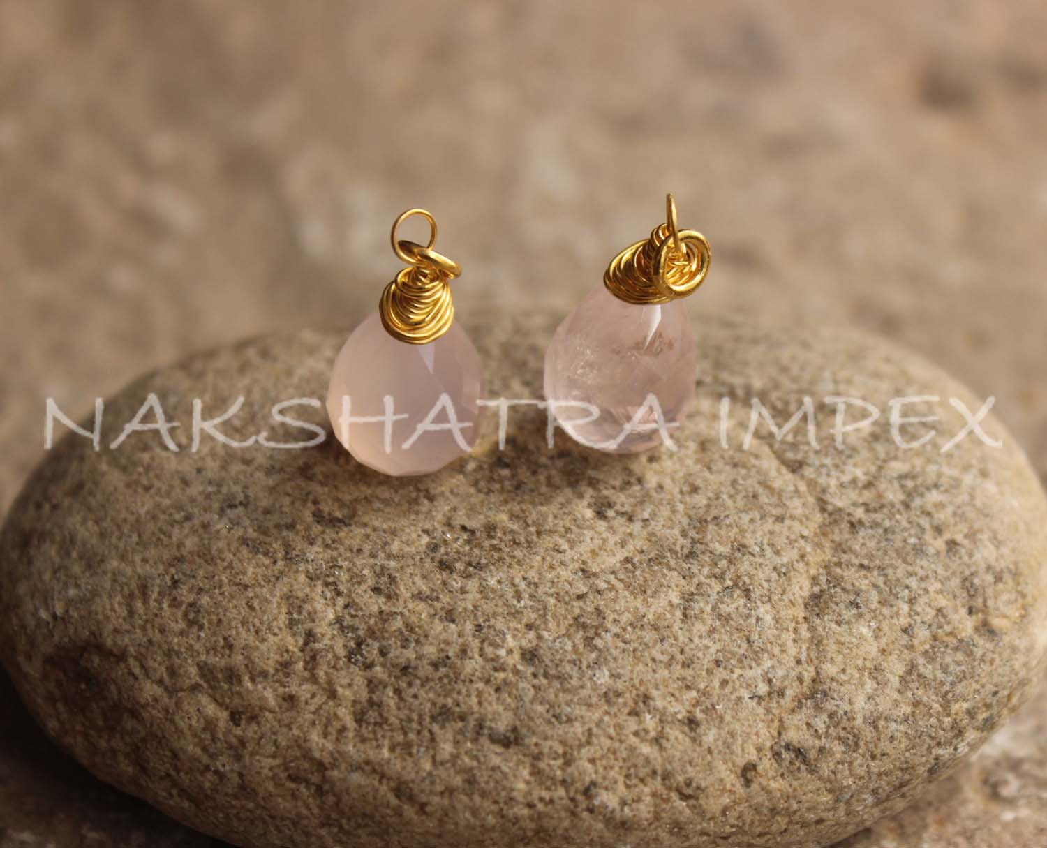 Naturalrose Quarzo Gemma Fiore 925 Argento Sterling Fatto