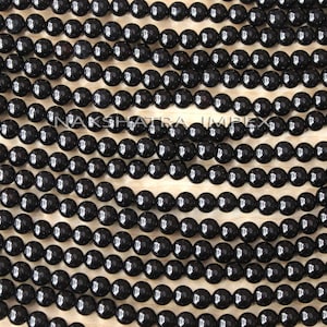 Black Spinel Plain Round Beads. Genuine Spinel Round Smooth Strand. Black Tourmaline Spinel Beads For Bracelets. Handmade DIY Jewelry Making