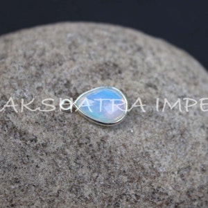 Opalite 9x12mm Pear Faceted 925 Sterling Silver Plated Bezel Connector