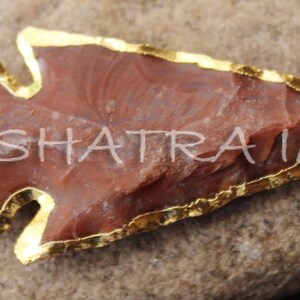 Small Size Multi Color Jasper Arrowhead Gold Electroplated Pendants