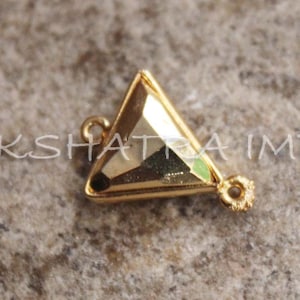 Golden Pyrite 12mm Triangle Briolette 925 Sterling Silver Gold Plated Bezel Connector