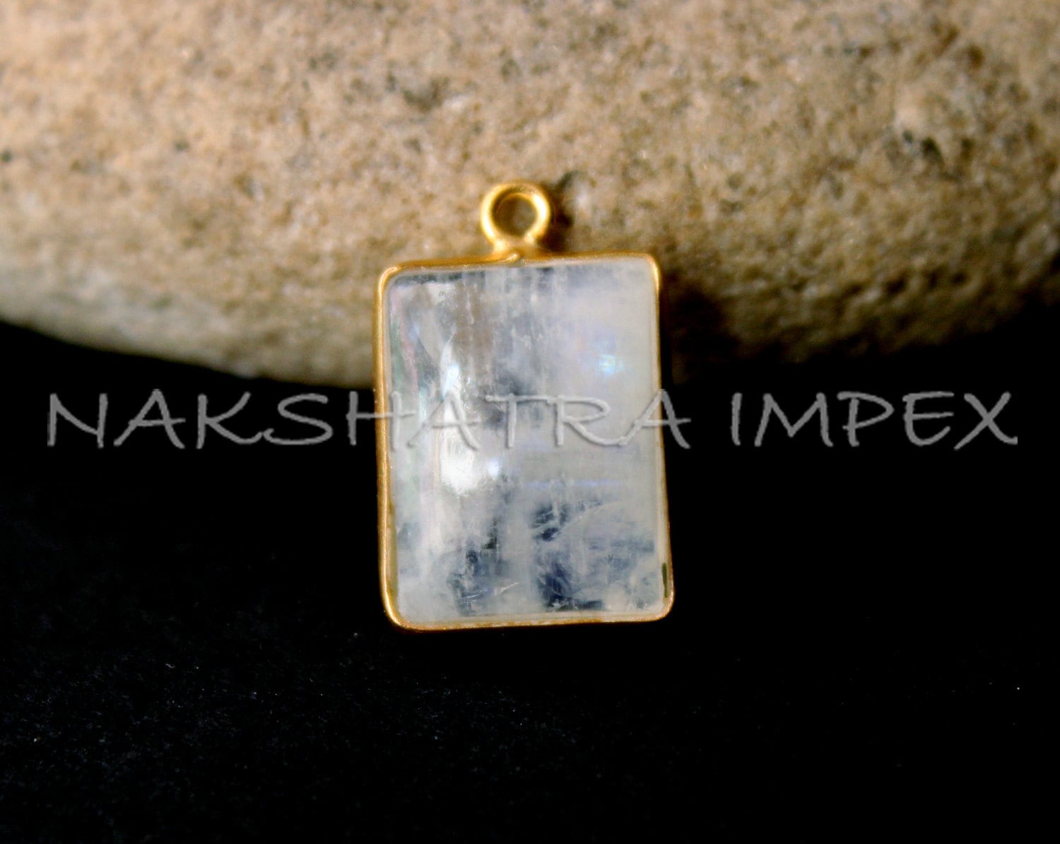 天然レインボームーンストーン 11 x 15 mm 長方形カボション 925