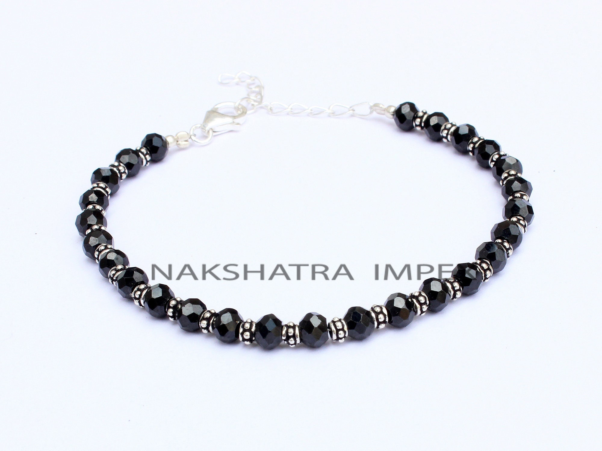Stunning Black Spinel Bracelet - Black Onyx Faceted Beaded Energy