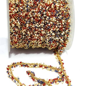 1 Foot Multi Color Chinese Smooth Beaded Grape Gold Plated Wire Wrapped Chain.