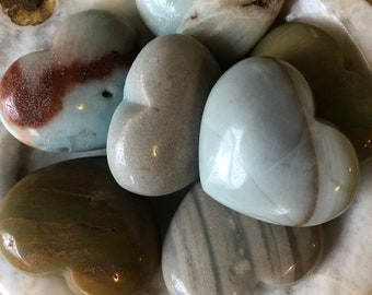 Pastel Polychrome Jasper hearts — Tallado de cristal