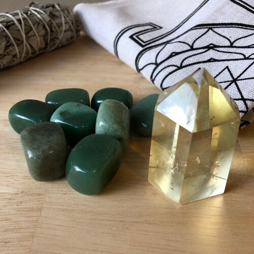 Sri buying Yantra Crystal Grid Wealth and Abundance Pack — Aventurine tumbles & Citrine Point